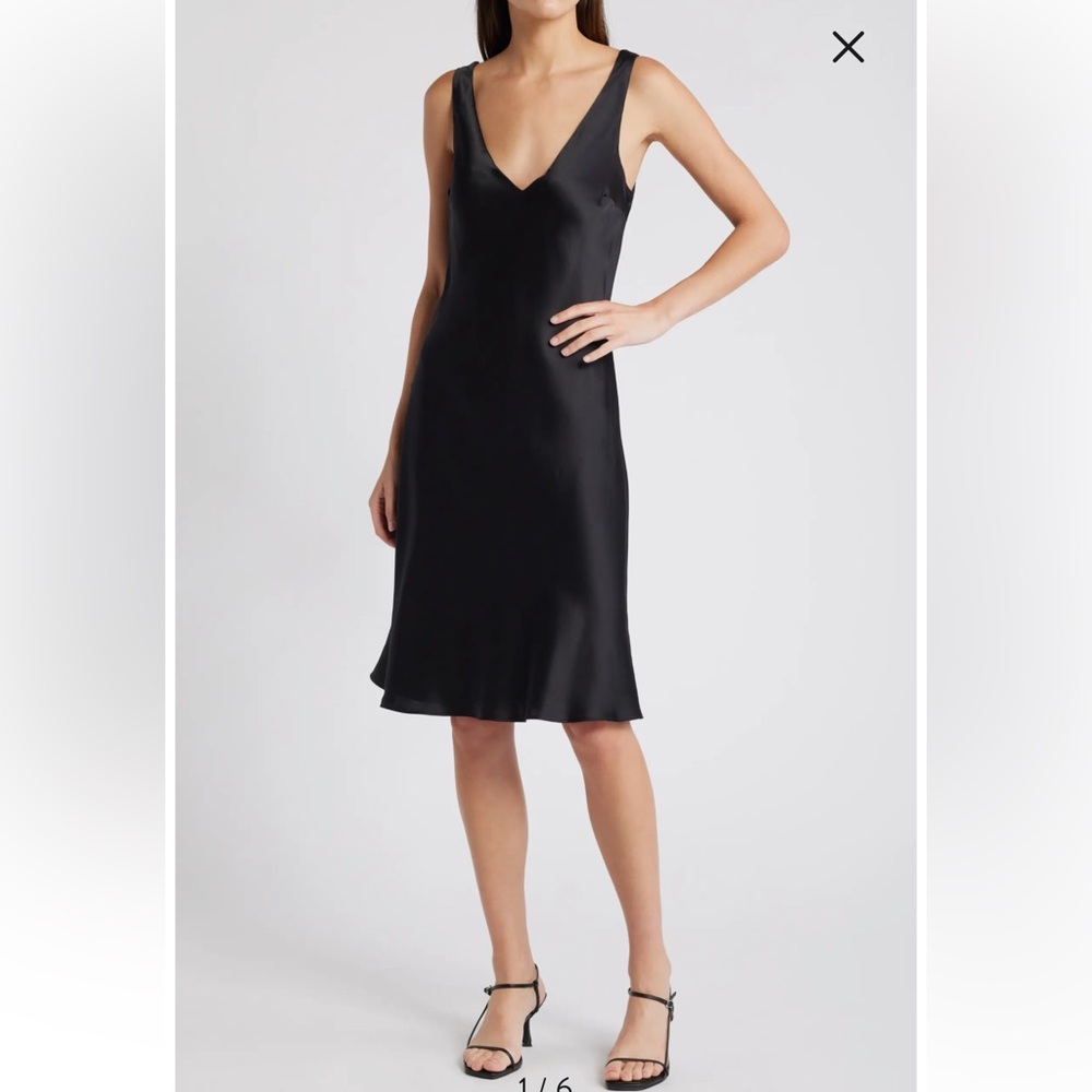 New Reformation Lila V-Neck Silk Dress